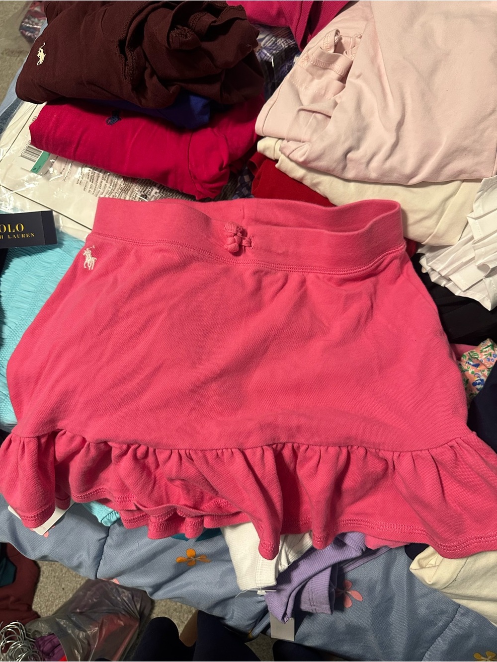 Ralph Lauren Bright Pink Ruffle Hem Skater Skirt